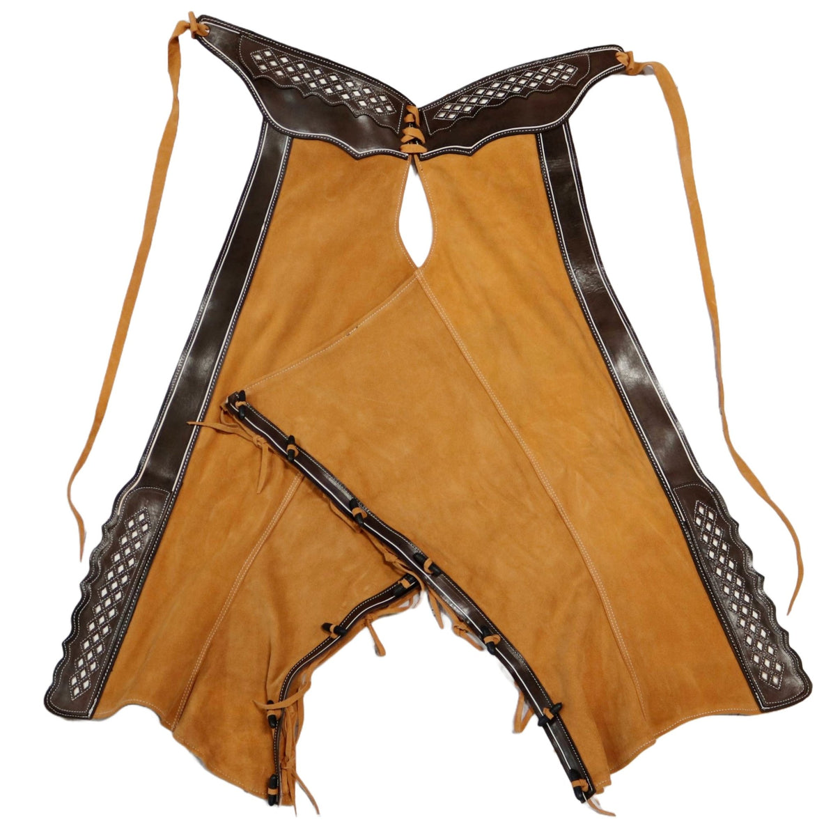 38" Charros Original Brown Chaparreras Chaps Gamuza - M - Royal Saddles - Charro Polainas/Chaps