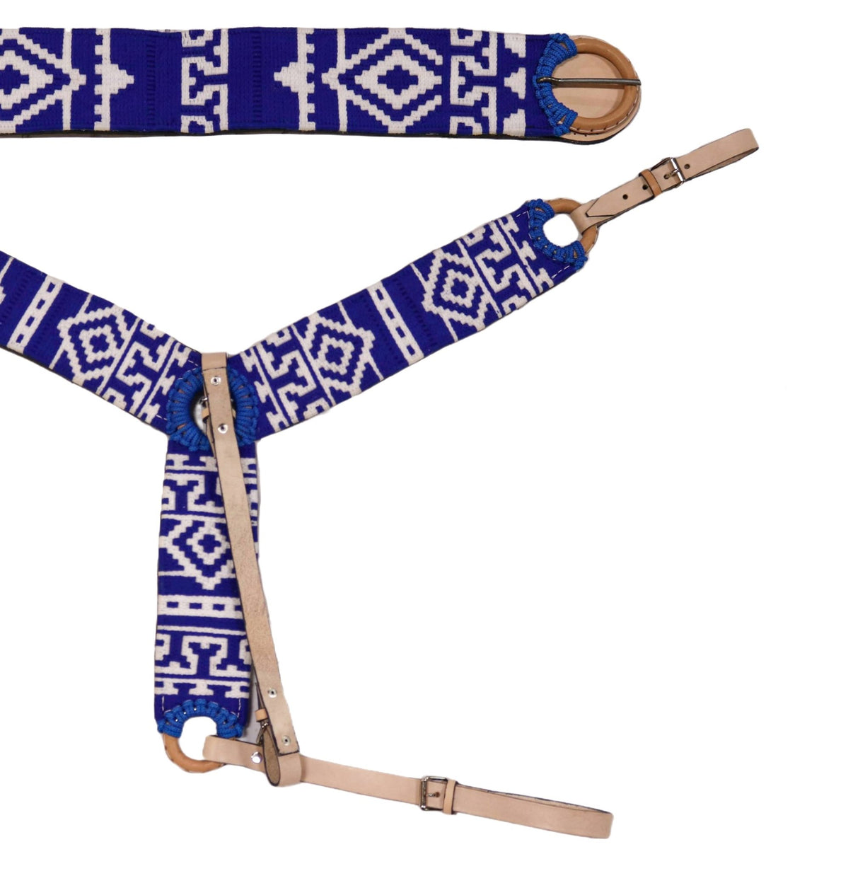 Charro Blue Pechera Montura Horse BreastCollar/ 37.5" Cinch - M - Royal Saddles - Charro Breastcollar/Pechera