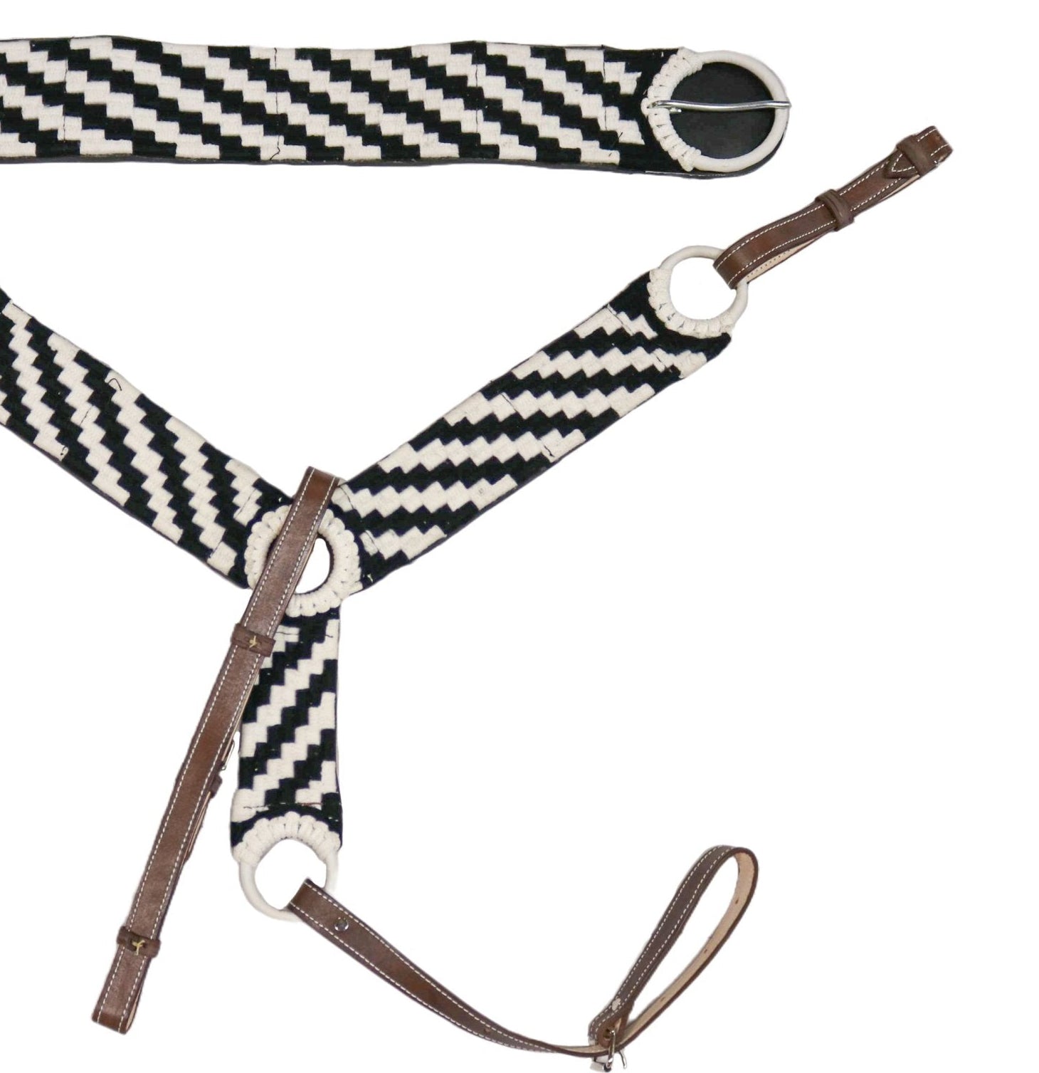 Selle Charro 38 Pouces Avec Cinch Blanc Et Noir – NELIDAS – Fabriqué Au Mexique