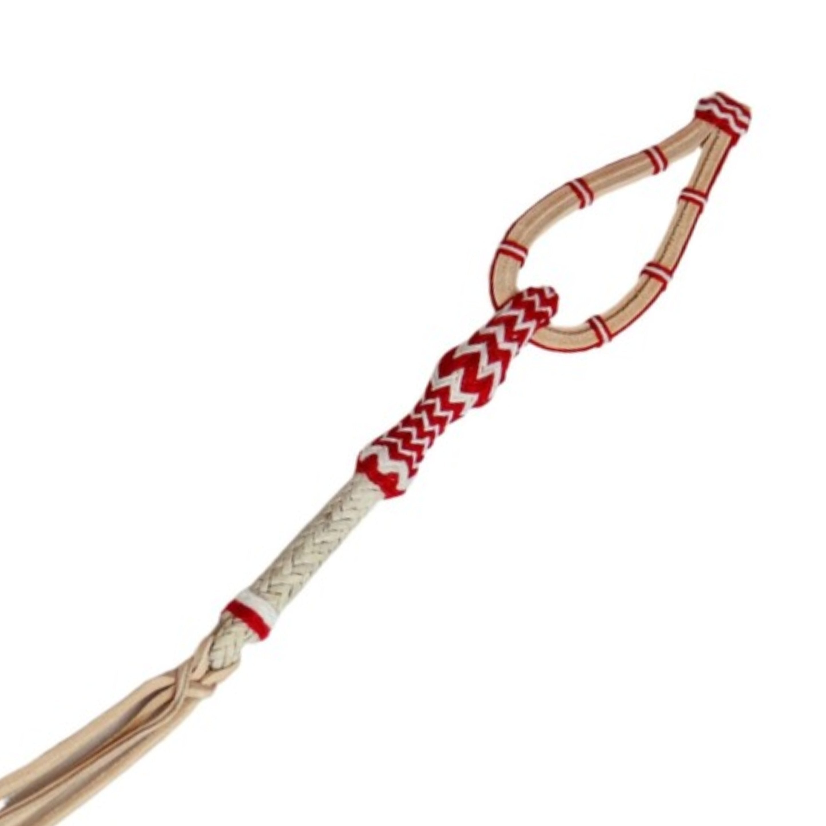 Braided Red Chomite Leather Quirt Cuarta Charra Fina