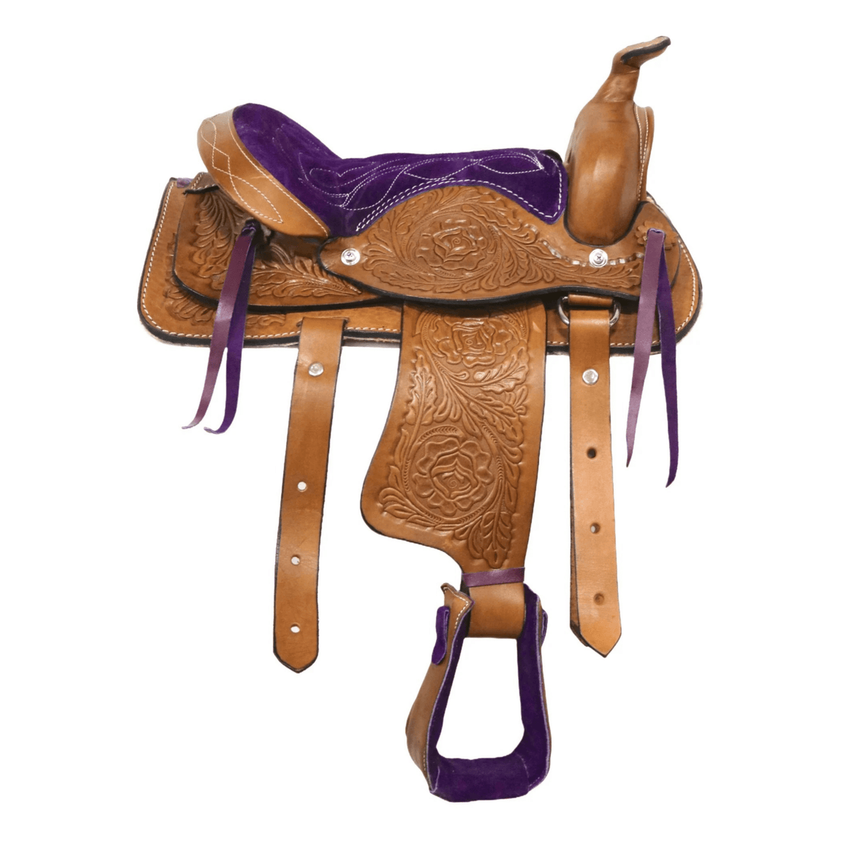 10" Purple Leather Kids Pony Western Children Saddle - M - Royal Saddles - Mini/Pony Saddles