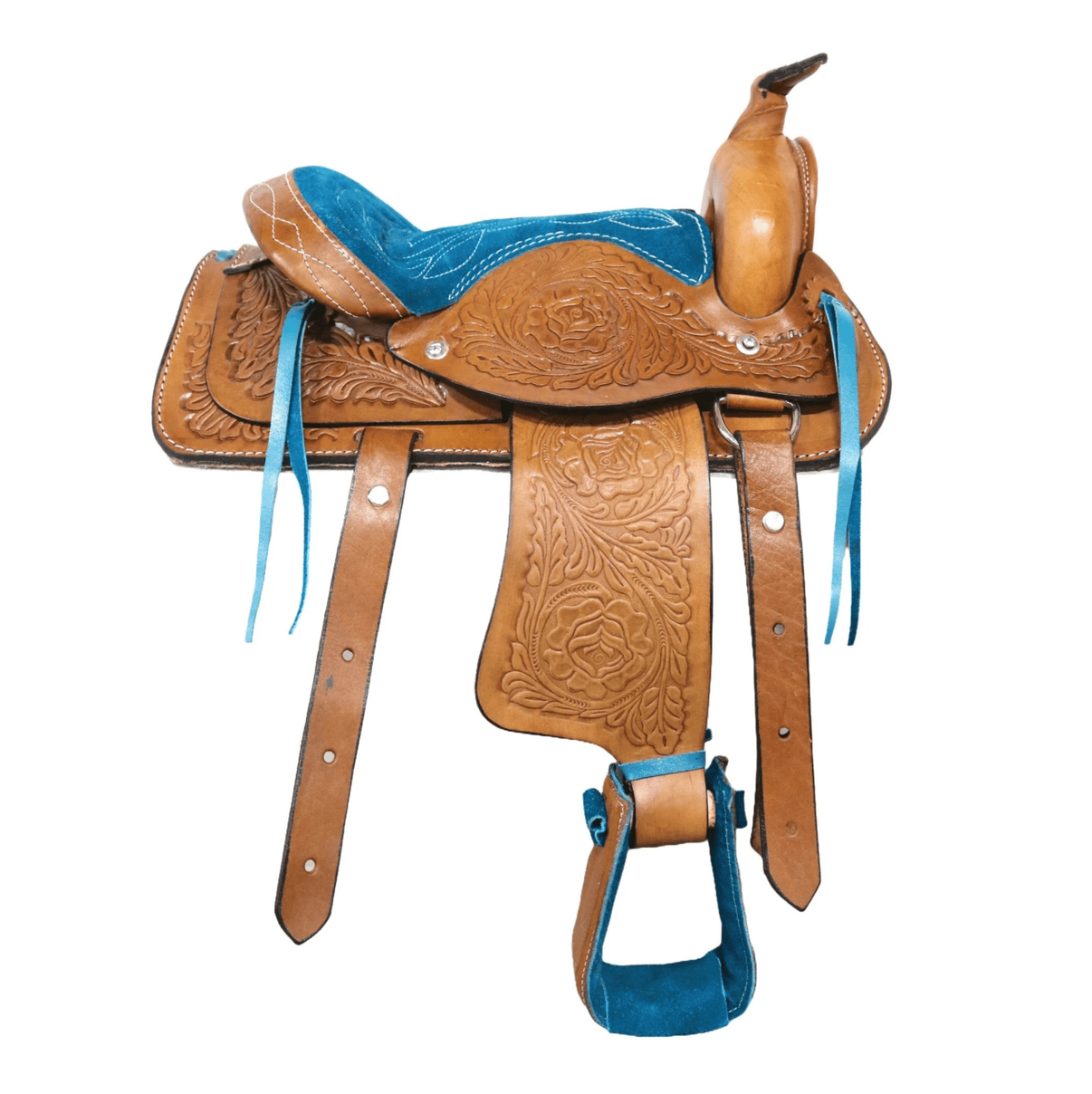 10" Turquoise Kids Pony Miniature Saddle - M - Royal Saddles - Mini/Pony Saddles
