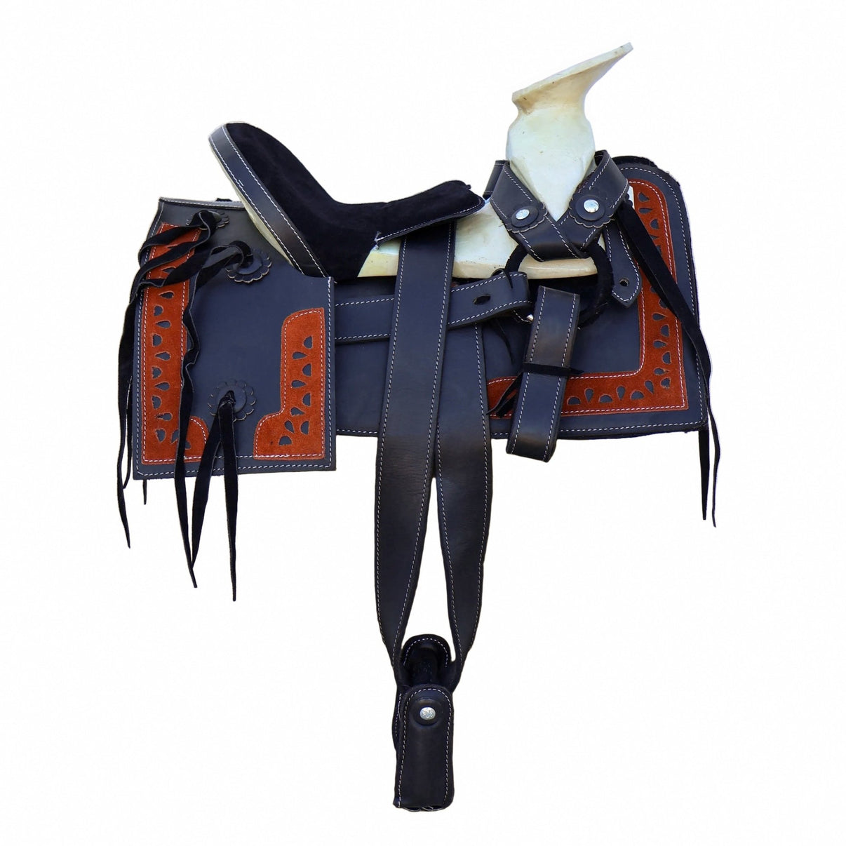 12" Kids Nino Charro Black Square Skirt Montura Pony Saddle - M - Royal Saddles - Mini/Pony Saddles