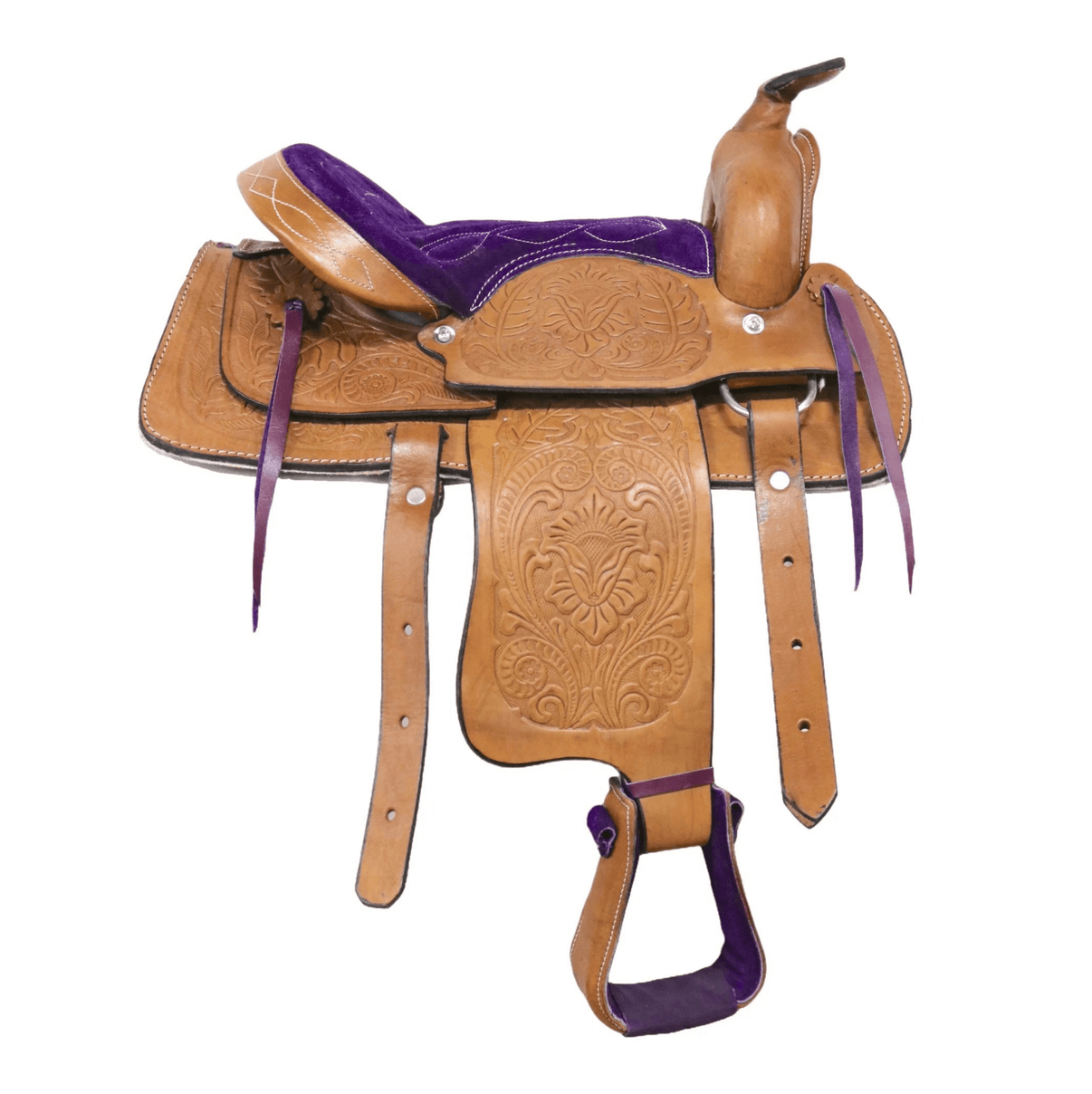 12" Purple Leather Kids Youth Pony Saddle - M - Royal Saddles - Mini/Pony Saddles