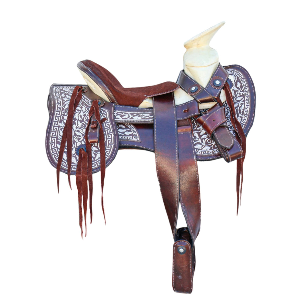 15" Cafe Charro Working Montura Dark Brown Saddle - M - Royal Saddles - Charro Saddles/Monturas