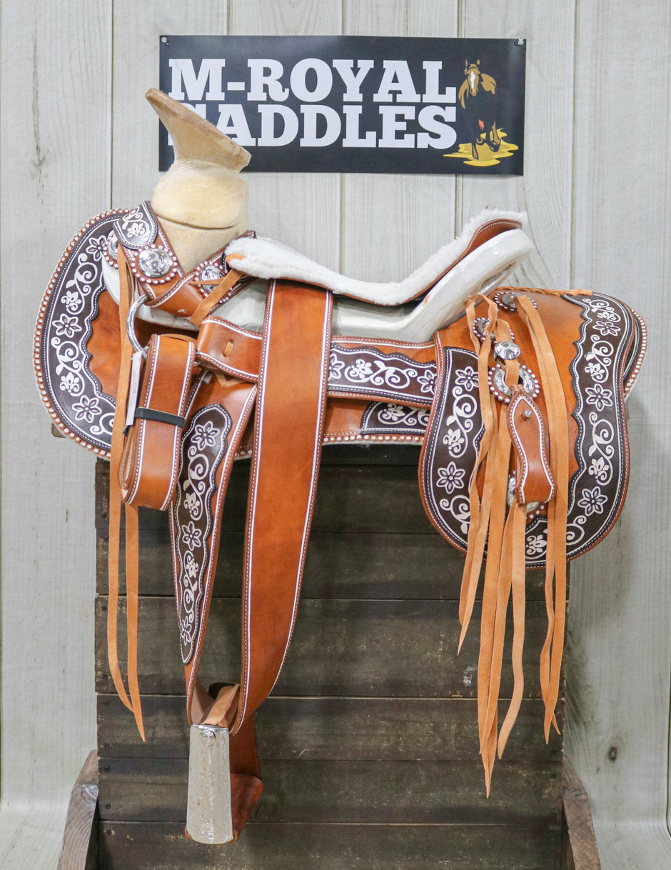 Poitrail Charro Cuir Marron Pour Cheval - Collier Mammaire Vaquette - Nelidas