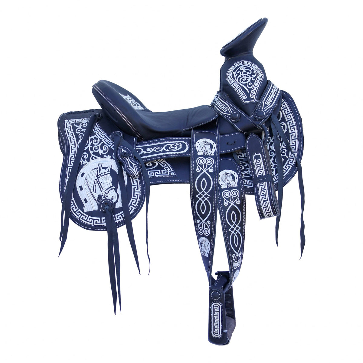 15" Charro Horse Mexican Saddle Caballo Montura Embroidered - M-Royal Saddles - Charro Saddles/Monturas