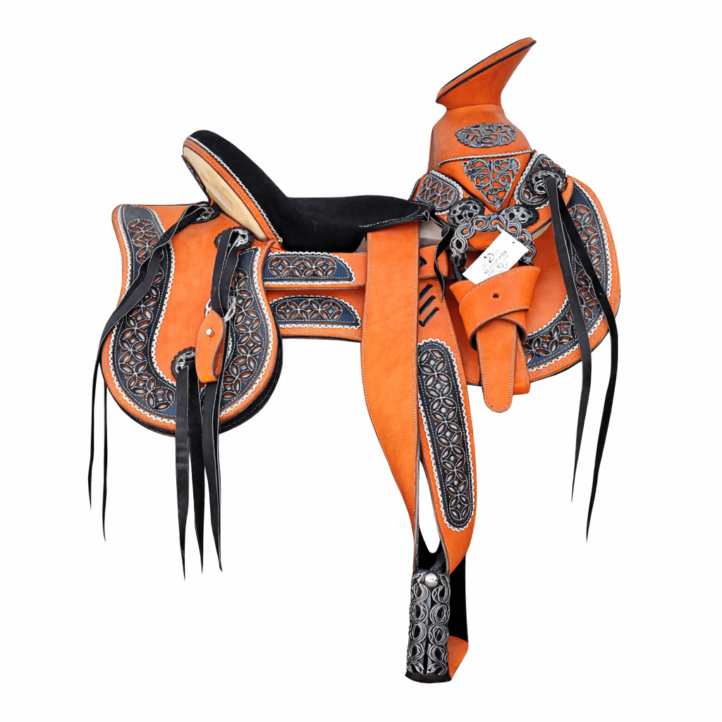 15" Charro Montura Resacada Herrajes Acero Fina - M - Royal Saddles - Charro Saddles/Monturas
