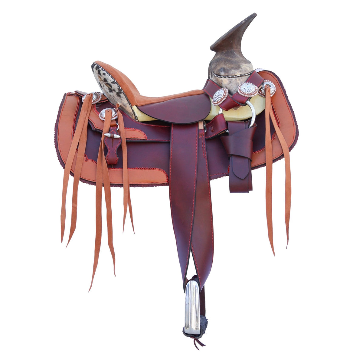 15" Charro Two-Tone Montura Zurron Silla Cuerno De Res Saddle - M-Royal Saddles - Charro Saddles/Monturas