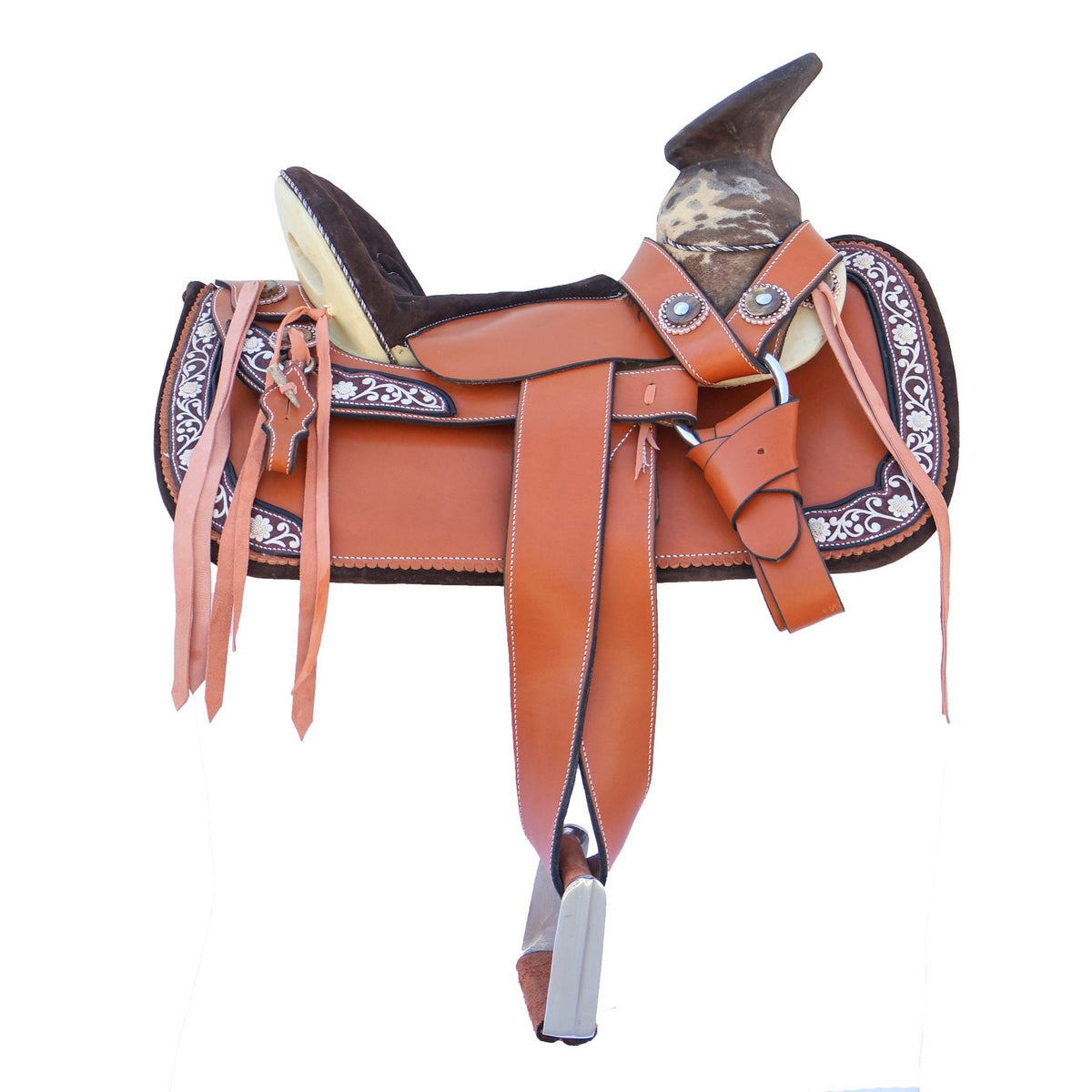 15" Fine Charro Saddle Set / Montura Charra Fina Piteada Completa (Pita) - M-Royal Saddles - Charro Saddles/Monturas