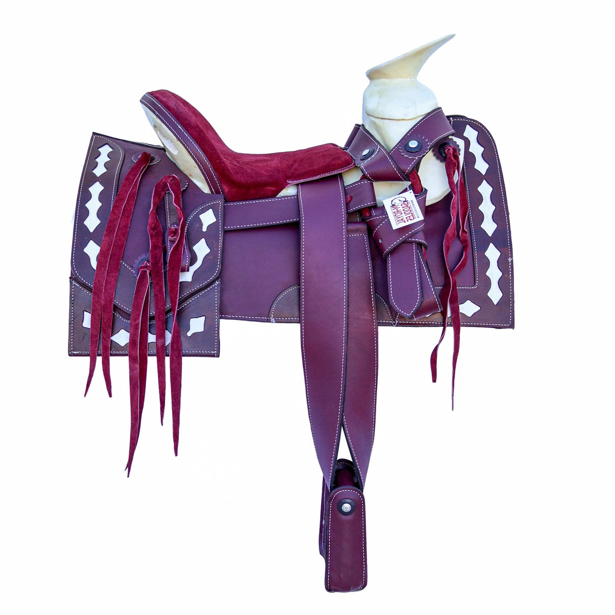15" Maroon Charro Vino Trabajo Economica Saddle Montura - M - Royal Saddles - Charro Saddles/Monturas