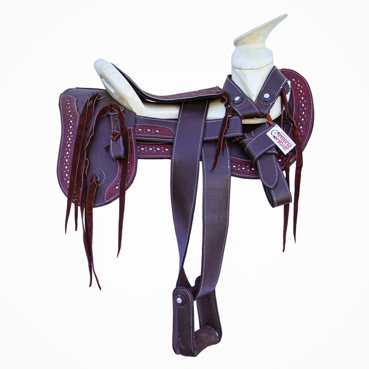 15" Mexican Brown Charro Montura Cola De Pato Trabajo - M - Royal Saddles - Charro Saddles/Monturas