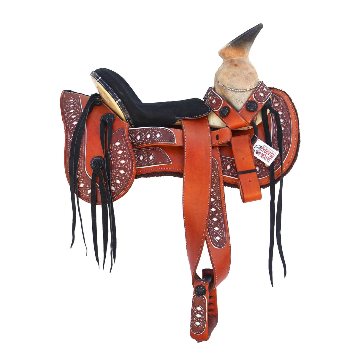 15" Miel Charro Cantinas Zurron Montura Mexican Saddle - M-Royal Saddles - Charro Saddles/Monturas