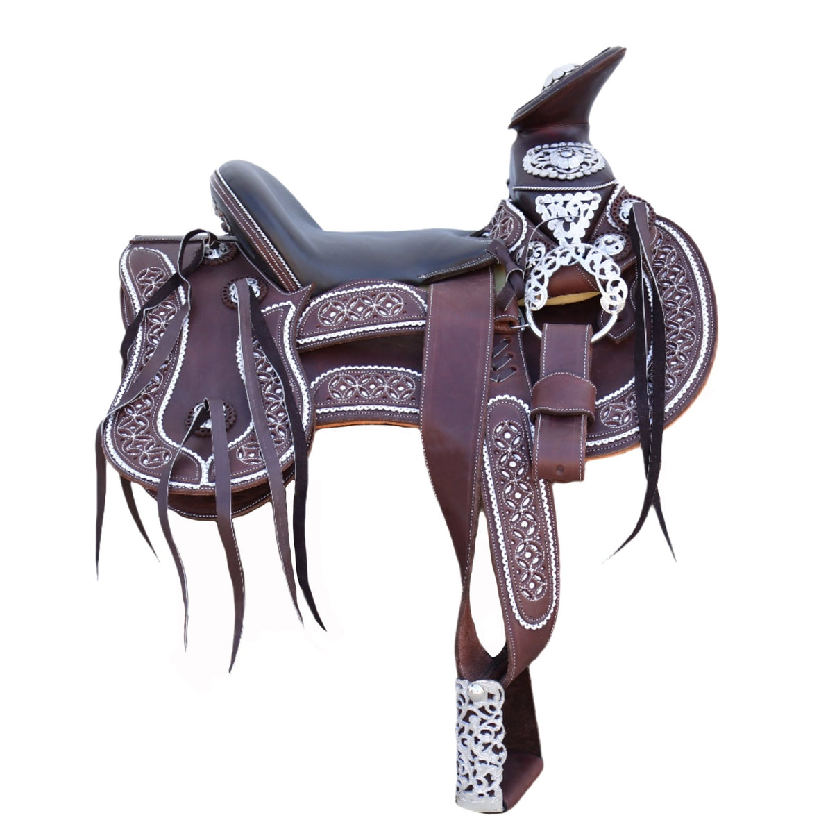 15" Montura Charro Saddle Rescada Acero Fina - M - Royal Saddles - Charro Saddles/Monturas