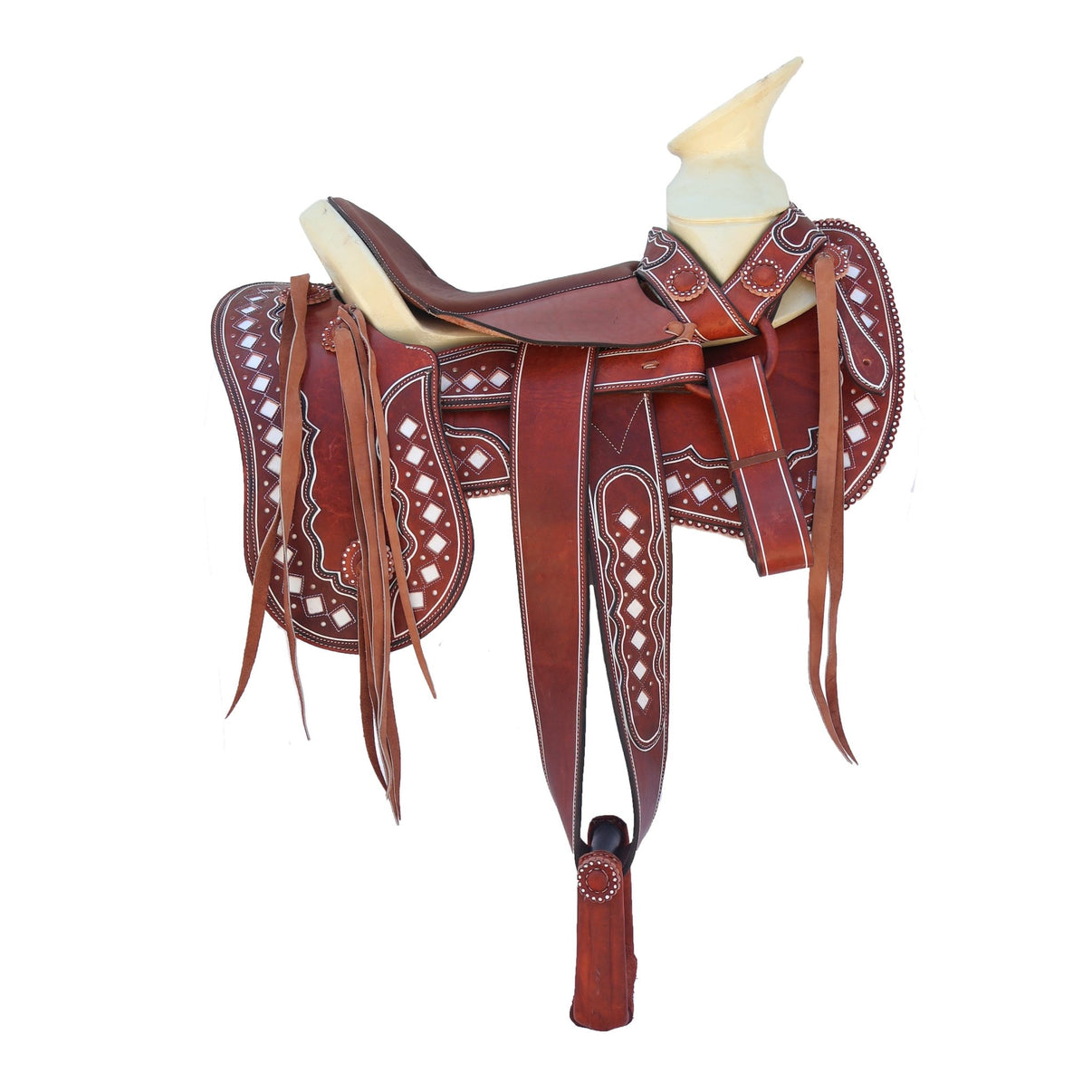 15" Montura Dark Brown Charra Resacada Charro Mexican Horse Saddle - M-Royal Saddles - Charro Saddles/Monturas