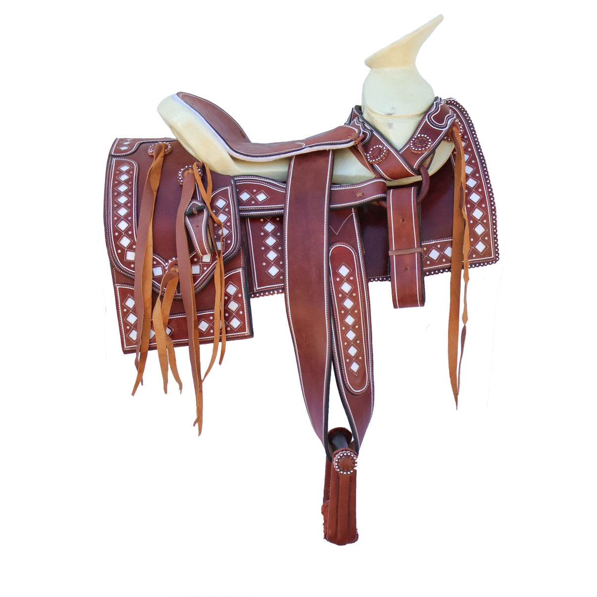 15" Montura Dark Brown Charra Resacada Charro Mexican Horse Saddle - M-Royal Saddles - Charro Saddles/Monturas