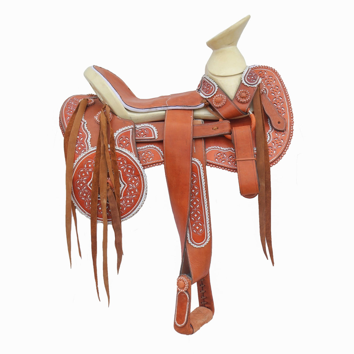 15" Montura Tan Charra Resacada Charro Mexican Horse Saddle - M - Royal Saddles - Charro Saddles/Monturas