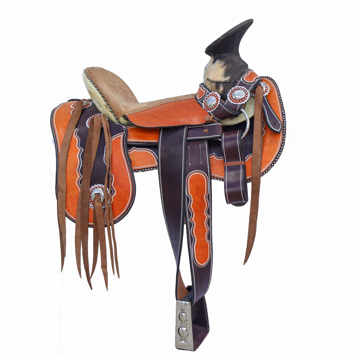 15" Two-Tone Charro Montura Zurron Acero Saddlebags - M-Royal Saddles - Charro Saddles/Monturas