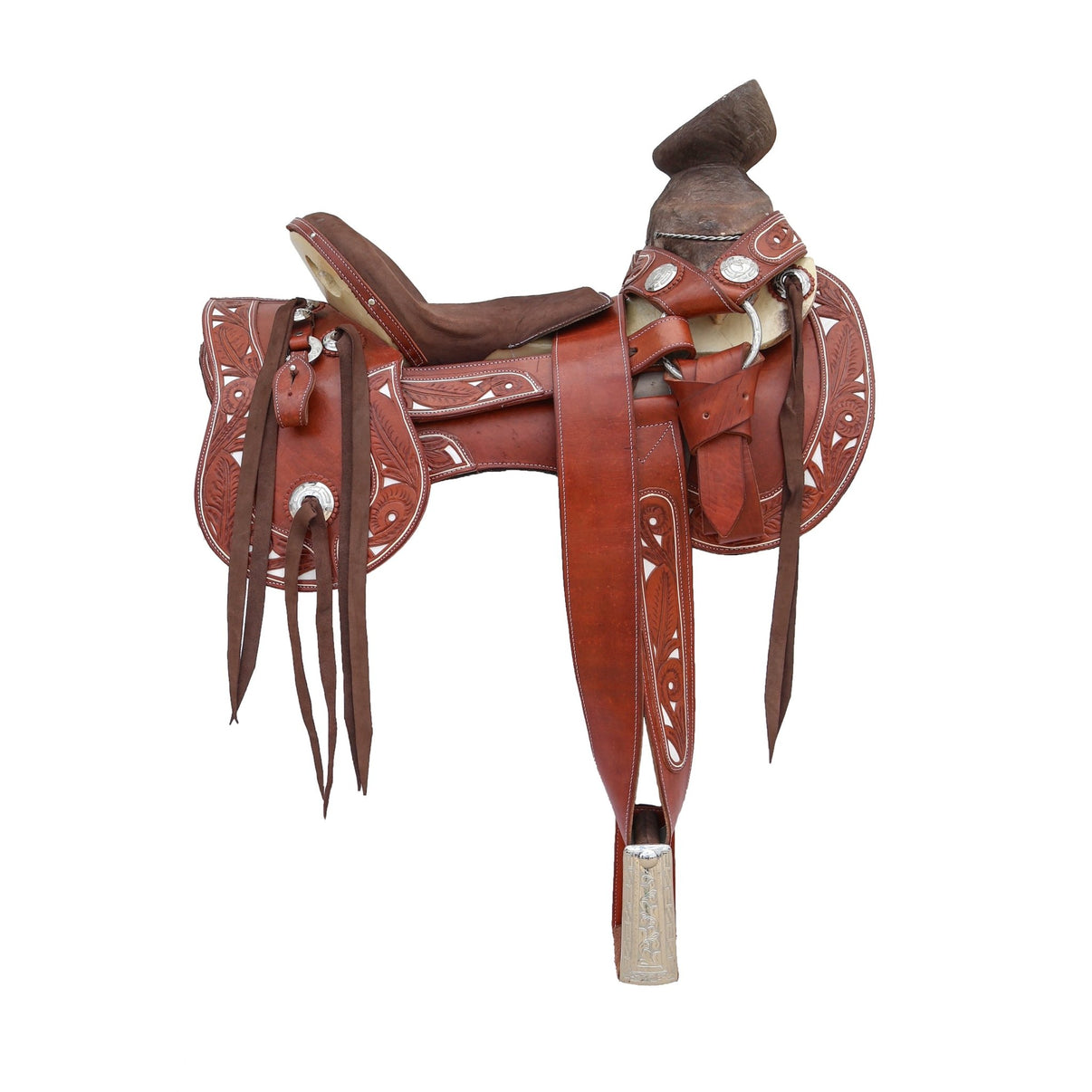 15.5" Charro Cincelada Acero Horse Zurron Saddle Montura - M - Royal Saddles - Charro Saddles/Monturas