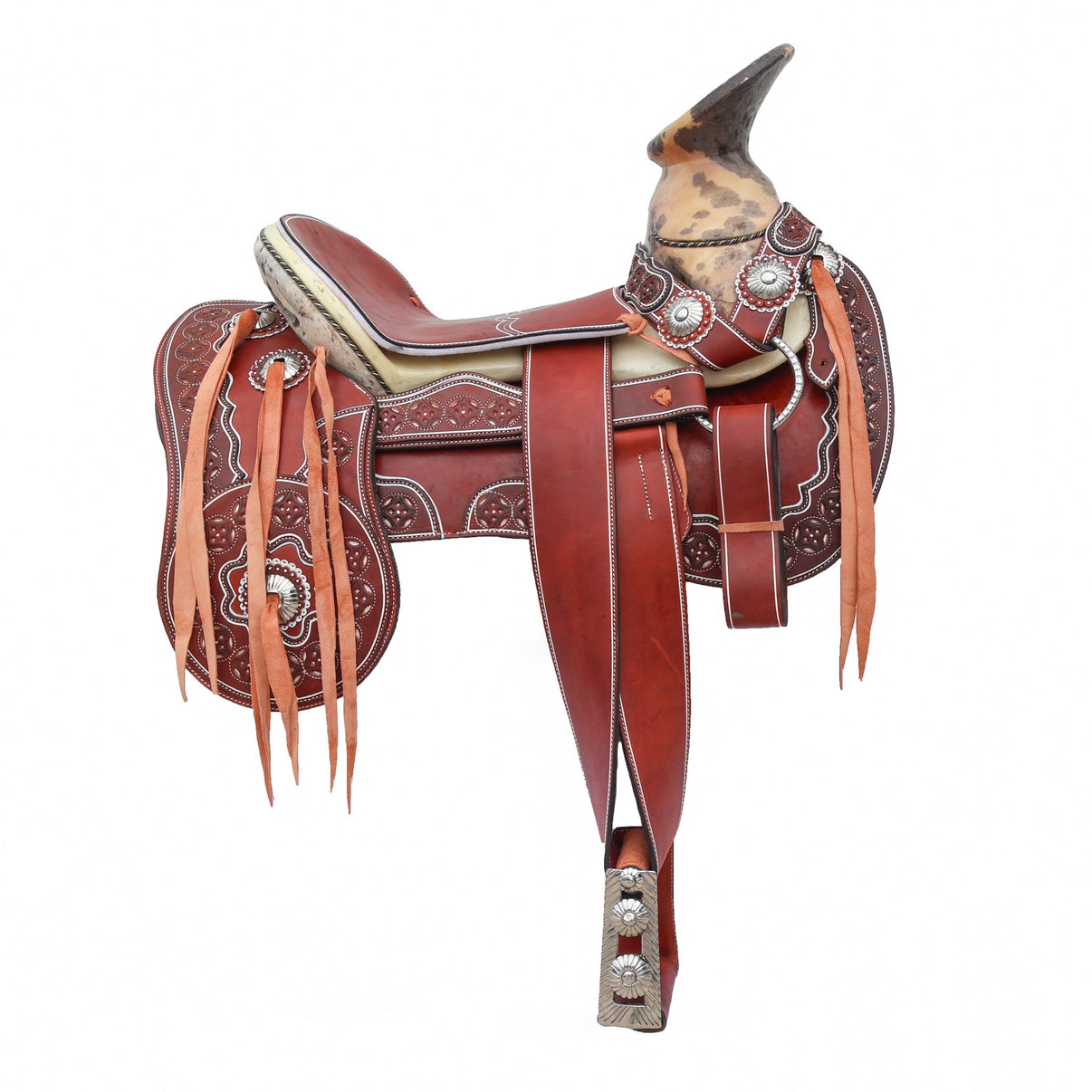 15.5" Charro Montura Resacada Zurron Alumino Chedron Horse Saddle - M - Royal Saddles - Charro Saddles/Monturas
