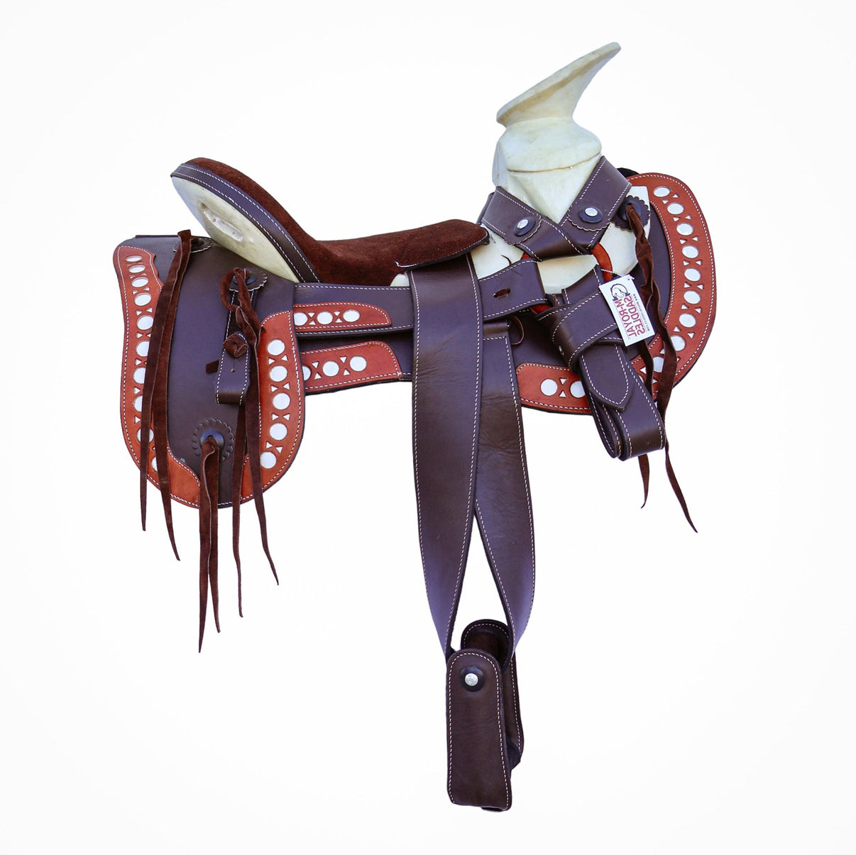 15.5" Montura Charro Brown Trabajo Economica Cola De Pato Saddle - M - Royal Saddles - Charro Saddles/Monturas