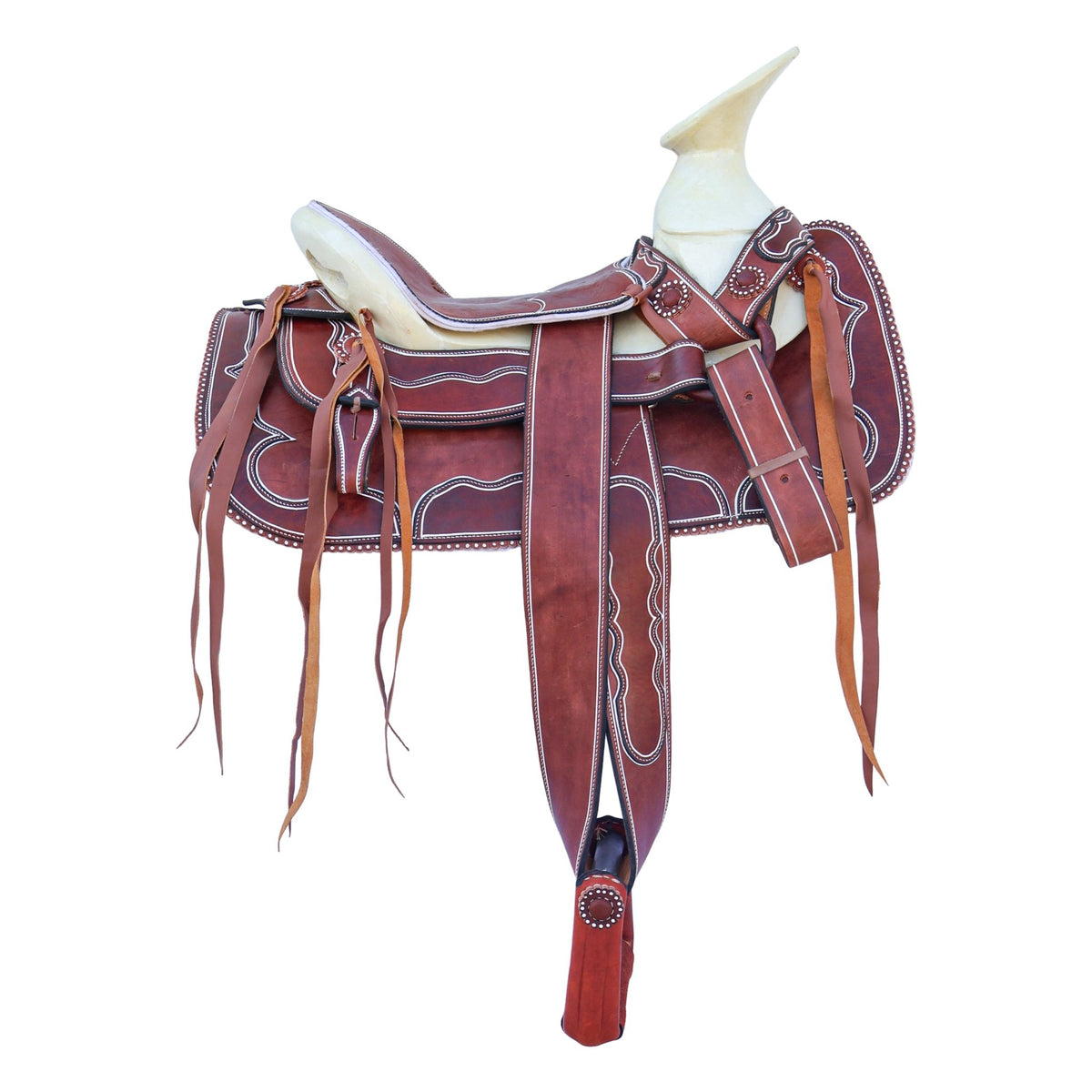 15.5" Montura Lisa Charro Saddle Dark Oil Mexican Caballo - M-Royal Saddles - Charro Saddles/Monturas