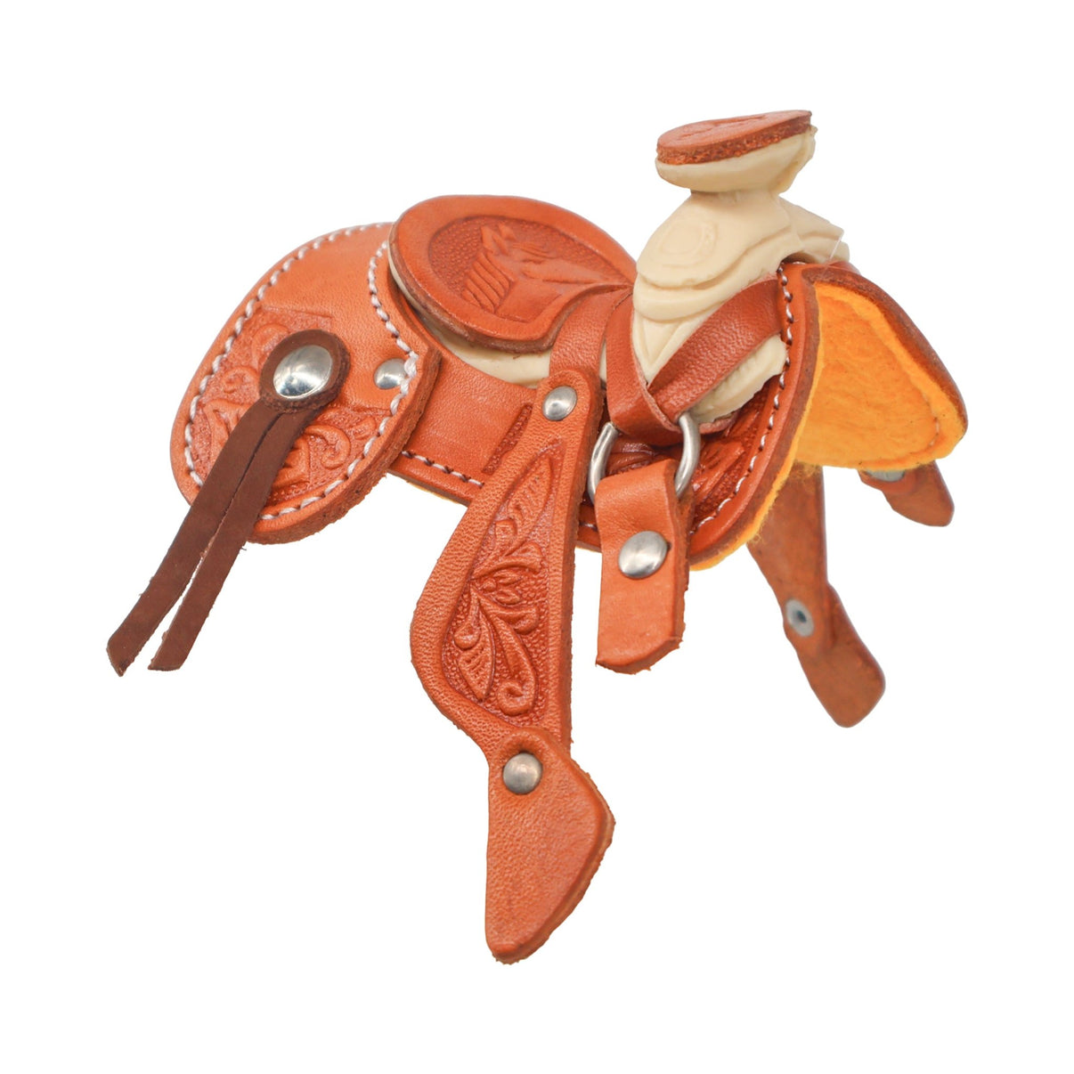 2" Charro Mini Leather Mexican Saddle Decor Montura - M-Royal Saddles - Decor & Gifts