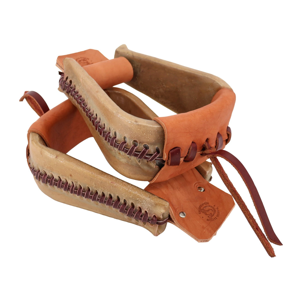 3" Vaquero Rawhide Roper Stirrups Laced Tread Western Stirrups - M-Royal Saddles - Western Saddle Parts