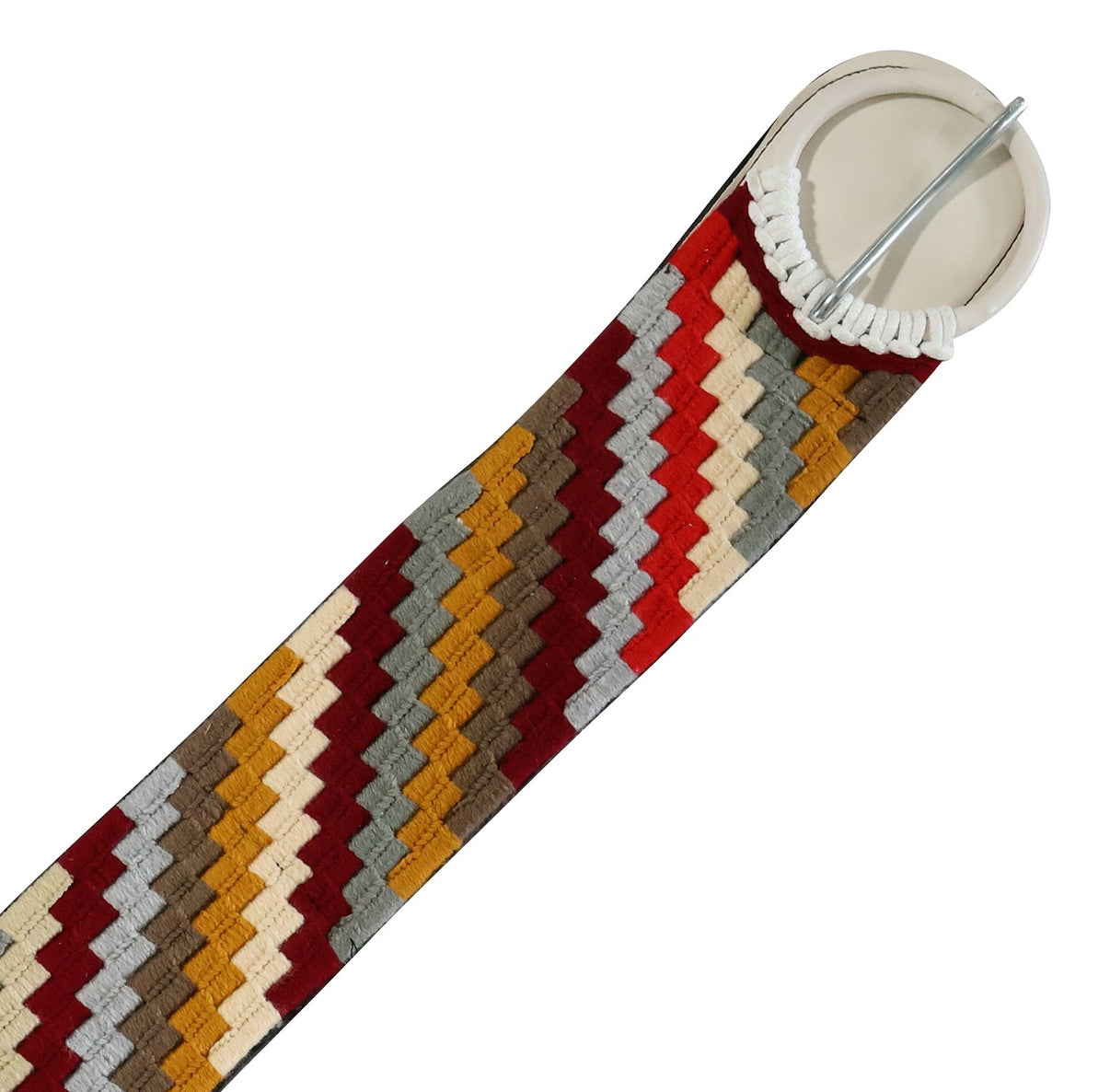31" Cincho Maroon White Charro Braided Horse Cinch - M - Royal Saddles - Charro Cinchos