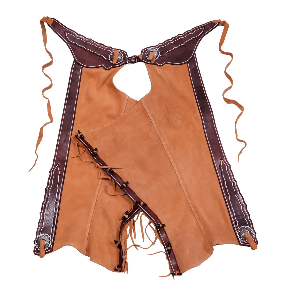 38" Charros Lisa Aluminio Chaparreras Gamuza Chaps - M-Royal Saddles - Charro Polainas/Chaps