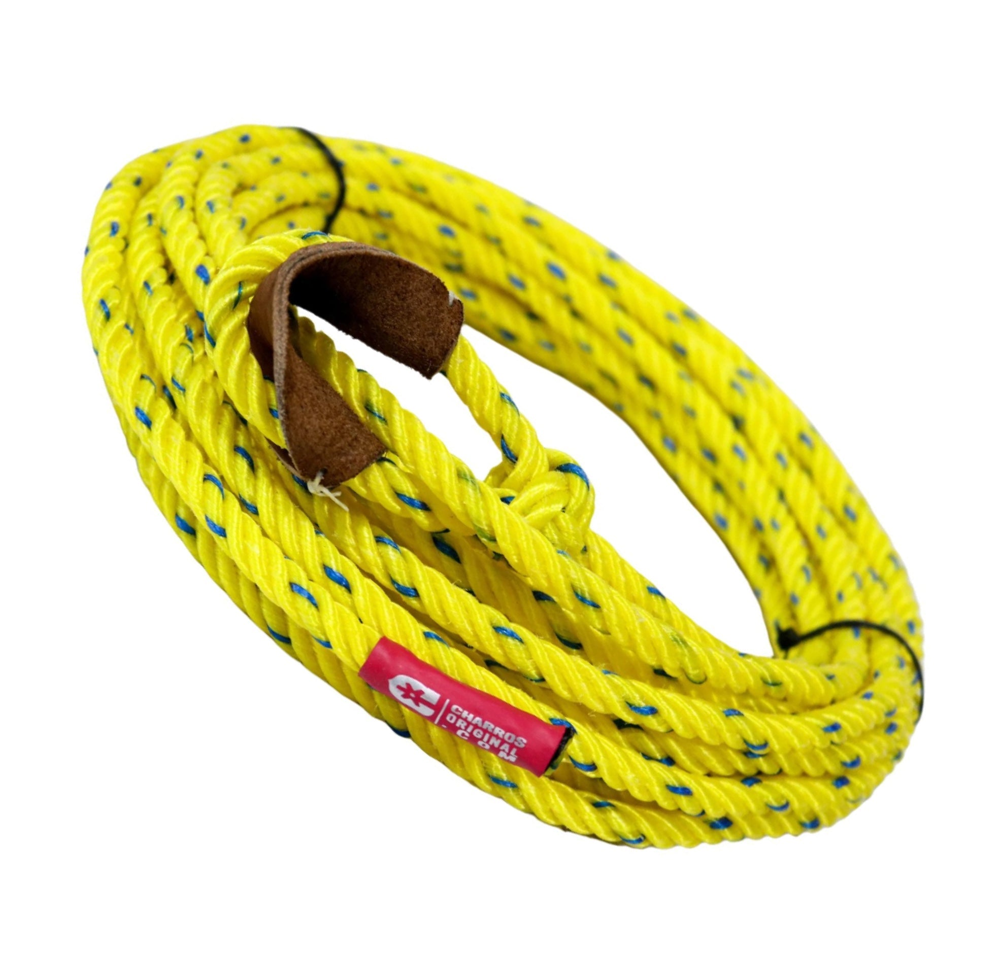 39 ft Yellow/Azul Soga De Plastico Charro Trick Rope - M-Royal Saddles