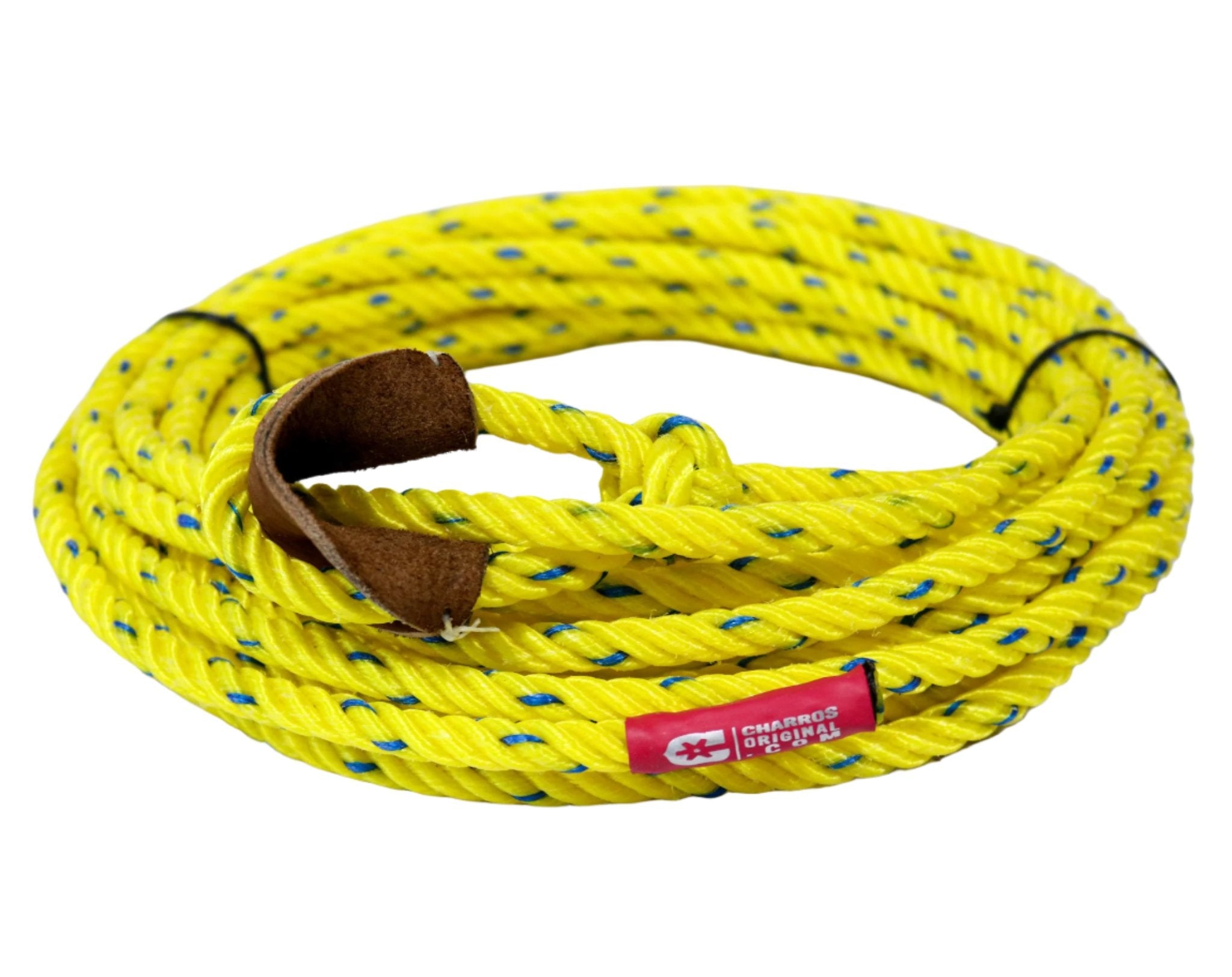 39 ft Yellow/Azul Soga De Plastico Charro Trick Rope - M-Royal Saddles