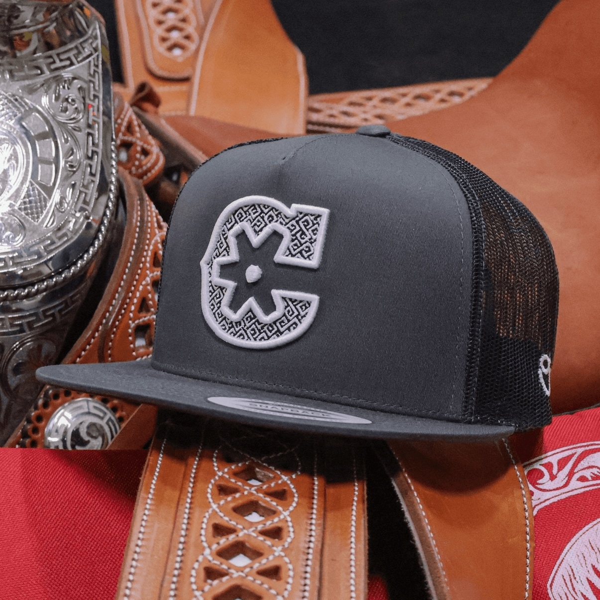 3D Charcoal Charros Original Trucker Cap - M - Royal Saddles - Charros Original Hats