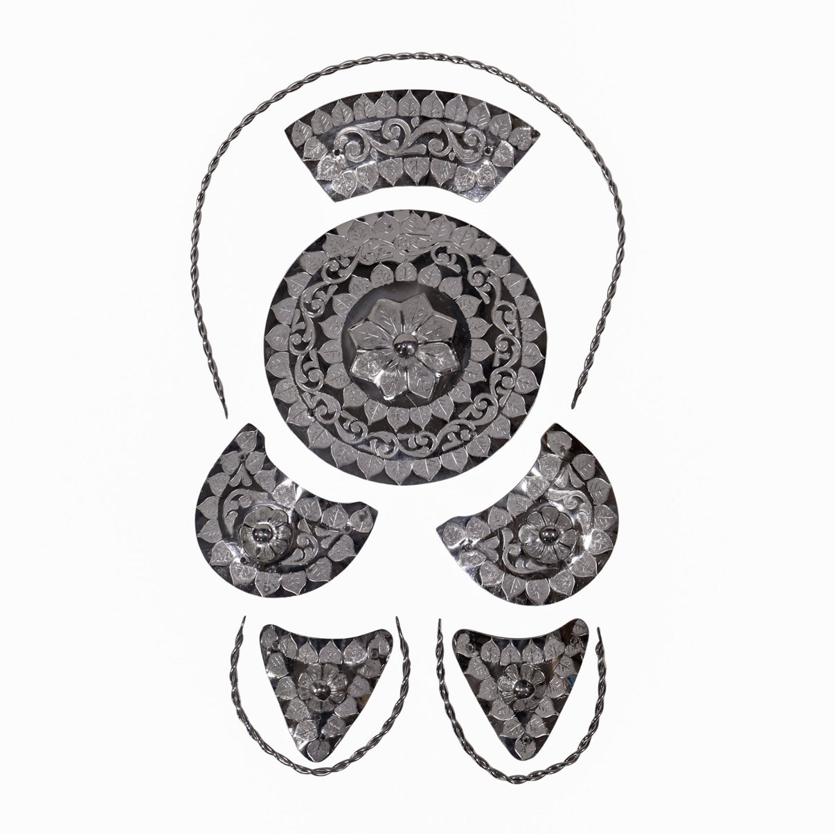 3D Herraje Fuste Montura Saddle Kit Flor Stainless Steel - M - Royal Saddles - Charro Saddle Parts