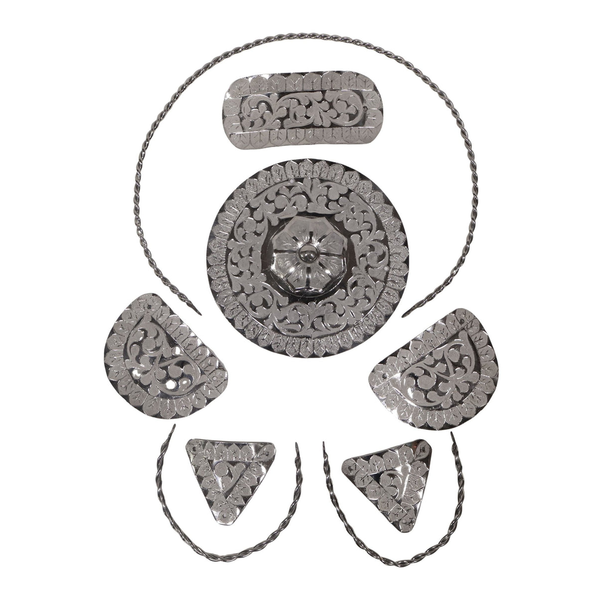 3D Herraje Greca Acero Montura Charro Saddle Kit - M - Royal Saddles - Charro Saddle Parts