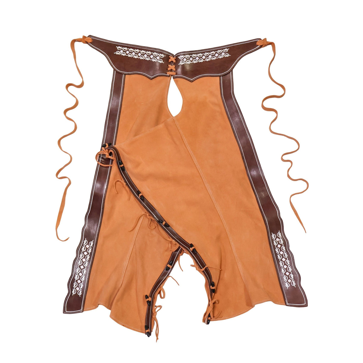 40" Brown Resacada Charros Chaps Chaparreras De Gamuza - M-Royal Saddles - Charro Polainas/Chaps