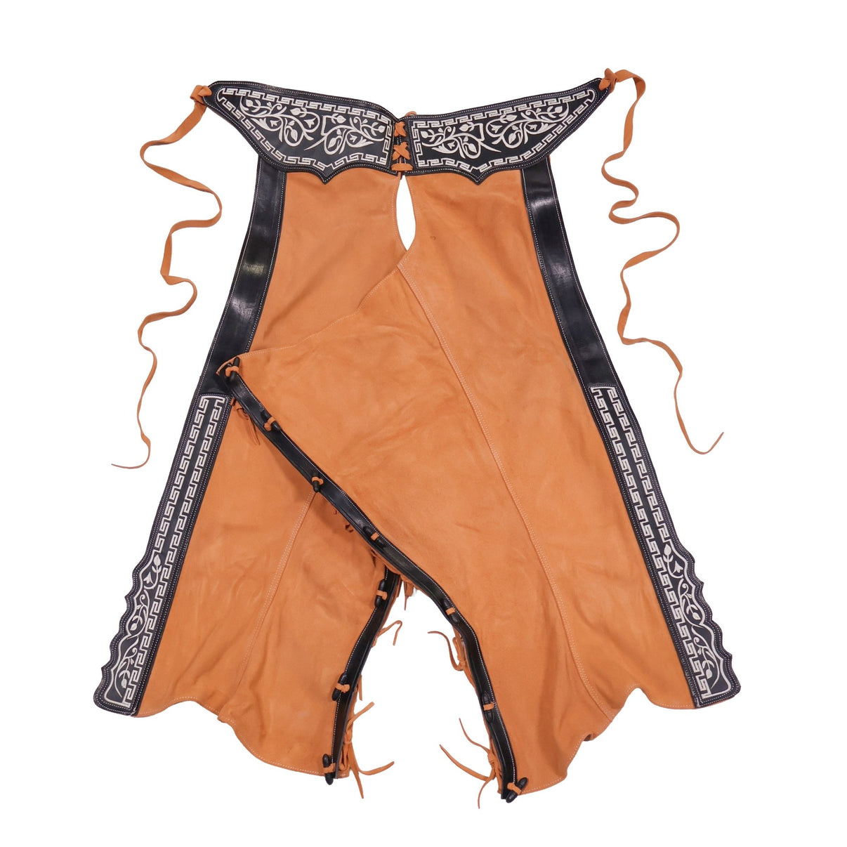 40" Charro Greca Bordadas Chaparreras Chaps Suede - M-Royal Saddles - Charro Polainas/Chaps