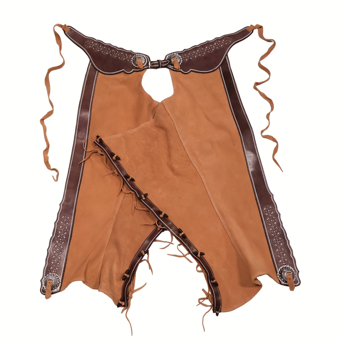 42" Charros Chaps Resacada Aluminio Chaparreras Gamuza - M-Royal Saddles - Charro Polainas/Chaps