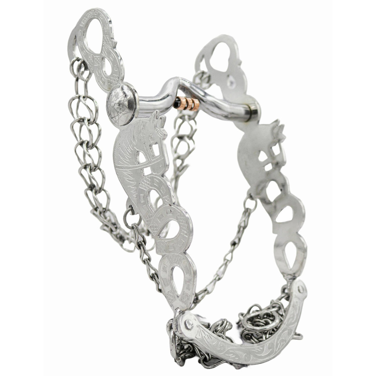 5 1/2" Horse Stainless Steel Charro Bit Freno Horseshoe - M - Royal Saddles - Charro Bits/Frenos