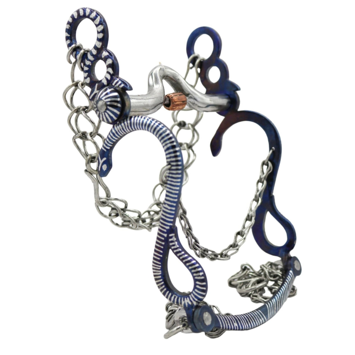 5 1/4" Blue Freno Charro Pavonado Azul Bit - M - Royal Saddles - Charro Bits/Frenos