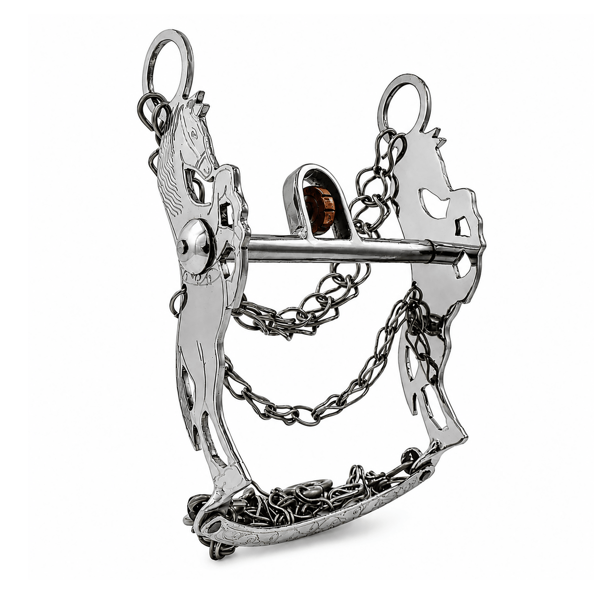 5 1/4" Freno Charro Acero Inoxidable Cobre Horse Charro Bit - M-Royal Saddles - Charro Bits/Frenos