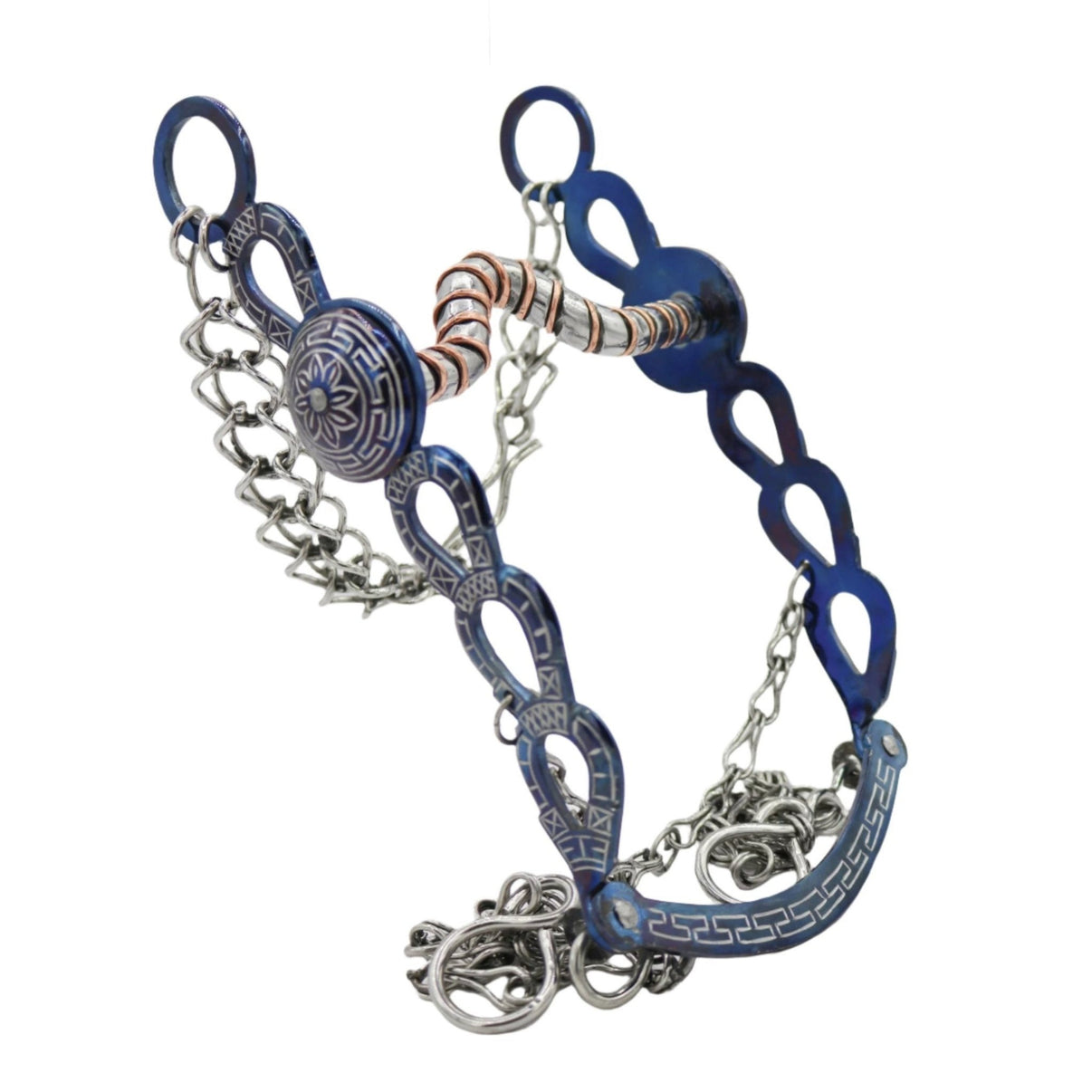 5 1/4" Freno Charro Azul Caballo Horse Blue Horse Design - M - Royal Saddles - Charro Bits/Frenos