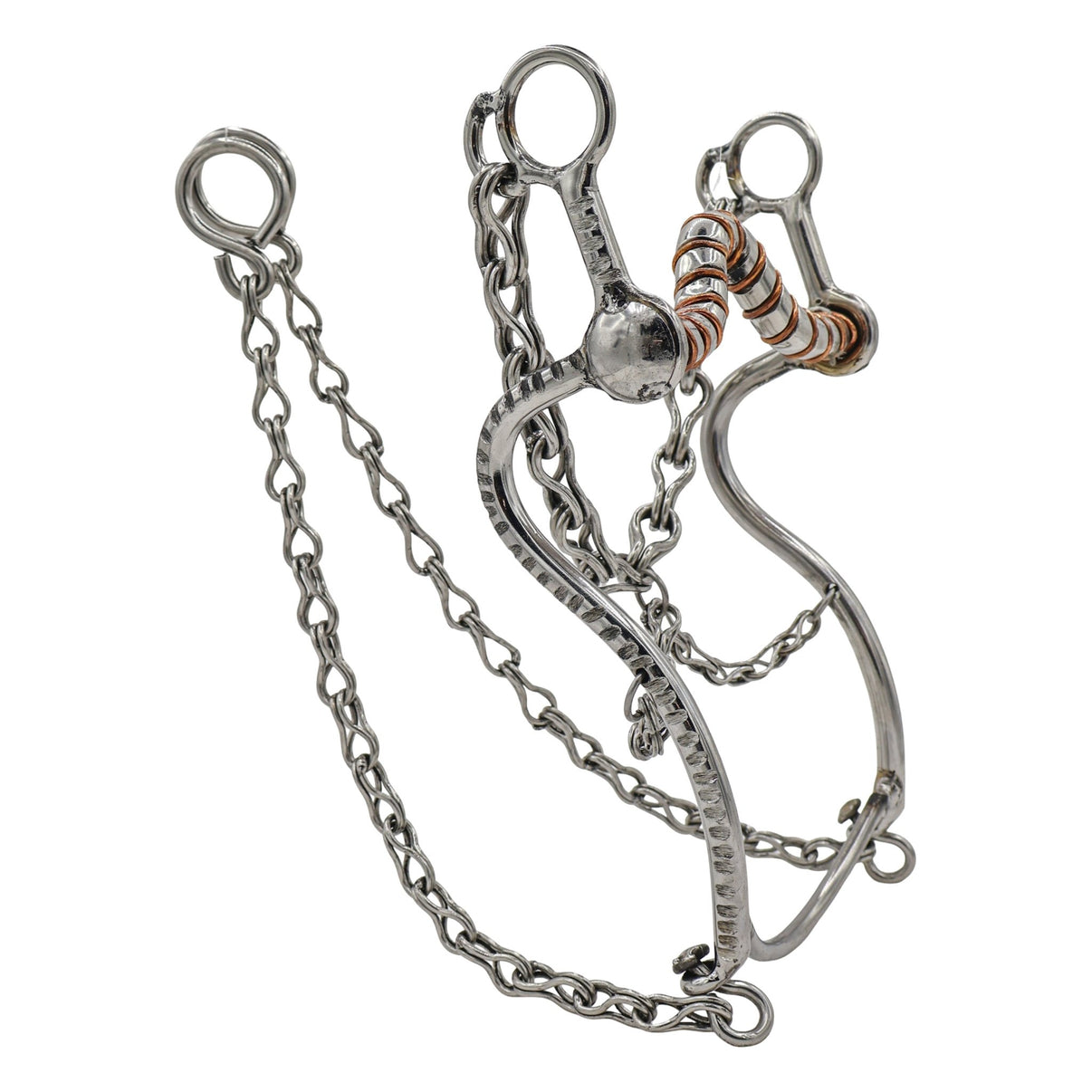 5 1/4 In. Charro Horse Bit, Stainless Steel Cheeks with Copper Mouth - M-Royal Saddles - Charro Bits/Frenos