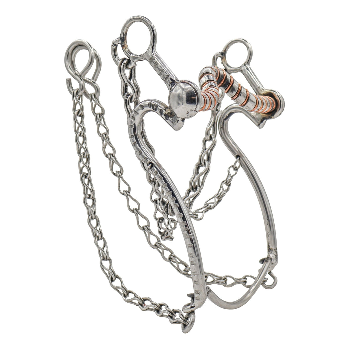 5 1/8" Stainless Steel Charro Horse Bit with Copper Mouth - M-Royal Saddles - Charro Bits/Frenos