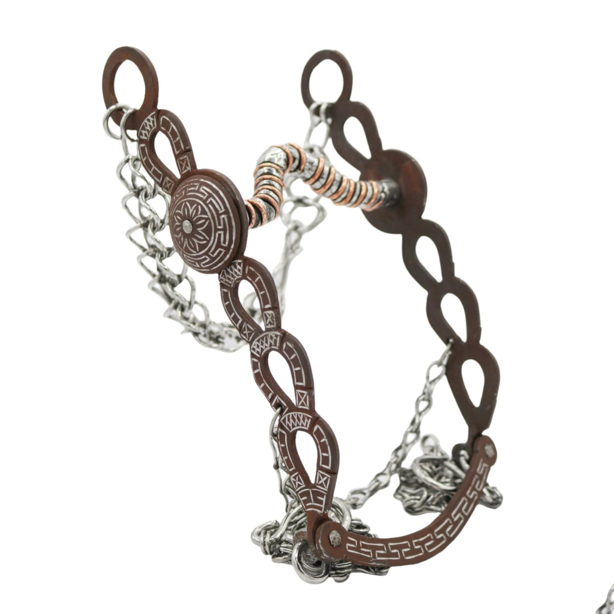 5 3/8" Charro Freno Horse Rustic Bit Greca - M-Royal Saddles - Charro Bits/Frenos