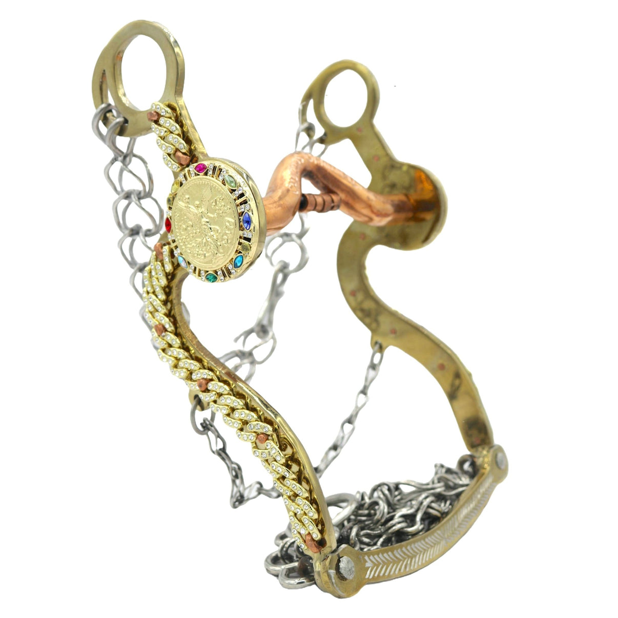 5 3/8" Freno Centenario Dorado Horse Cobre Caballo - M - Royal Saddles - Charro Bits/Frenos