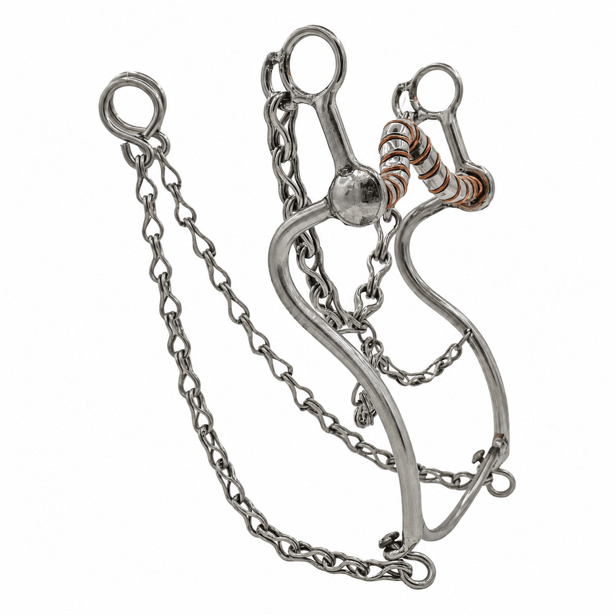 5 3/8 In. Freno Charro Horse Bit Stainless Steel Copper Mouth - M-Royal Saddles - Charro Bits/Frenos