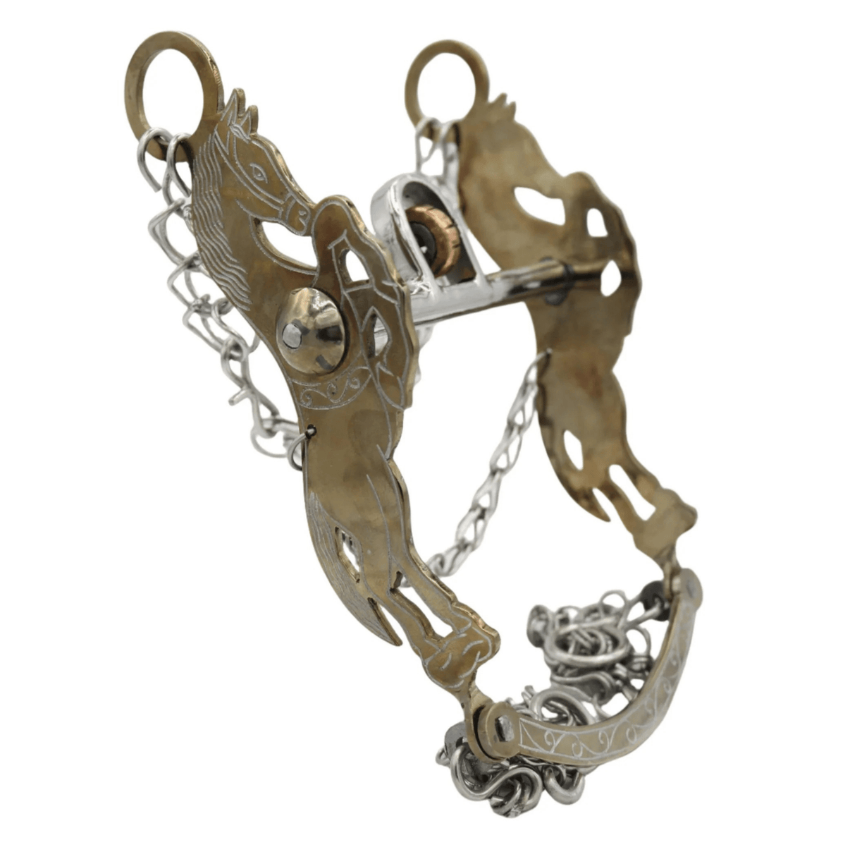 5" Brass Dorado Charro Caballo Horse Bit - M - Royal Saddles - Charro Bits/Frenos