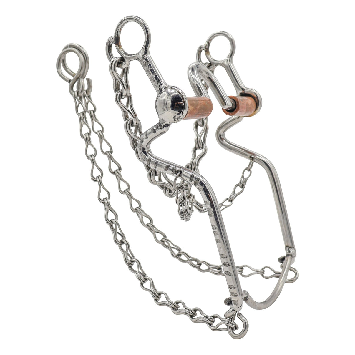 5" Charro Stainless Steel Horse Bit Roller Copper Mouth - M-Royal Saddles - Charro Bits/Frenos