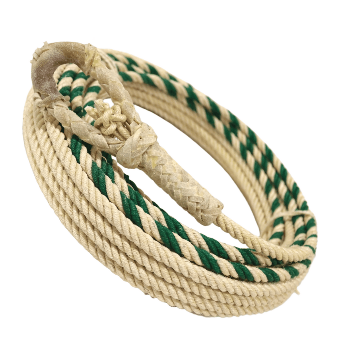 55FT Green Soga De Ixtle Hondilla Cuero Crudo - M - Royal Saddles - Ropes/Sogas